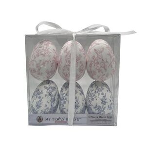 Fabric Floral Easter Egg Decorations, Pink and Blue, 6 Count - My Texas House